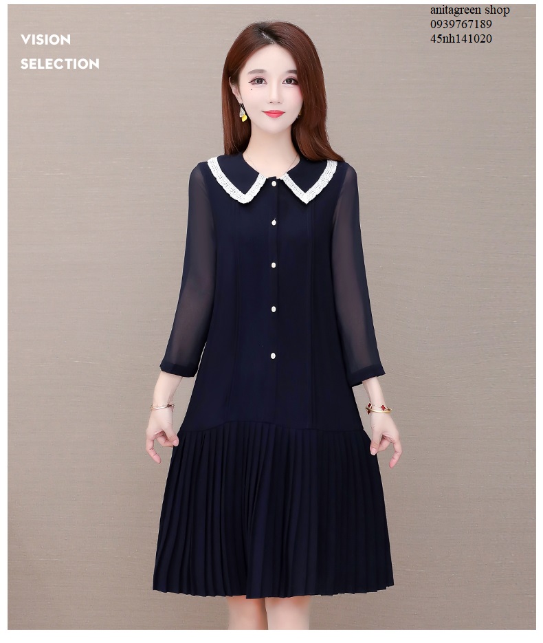 Nh141020-đầm suông dập ly thắt nơ