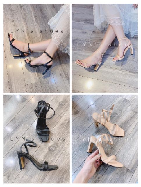 Sandal cao gót quai mảnh gót trụ  và ảnh thật