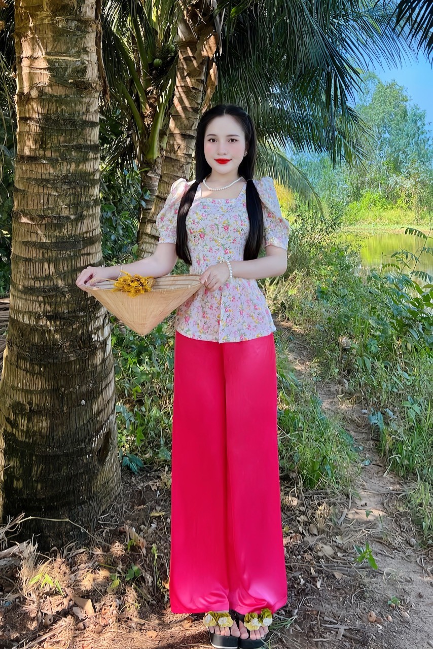 SÉT BỘ BÀ BA CỔ VUÔNG HOA NÚT NGỌC SIÊU XINH