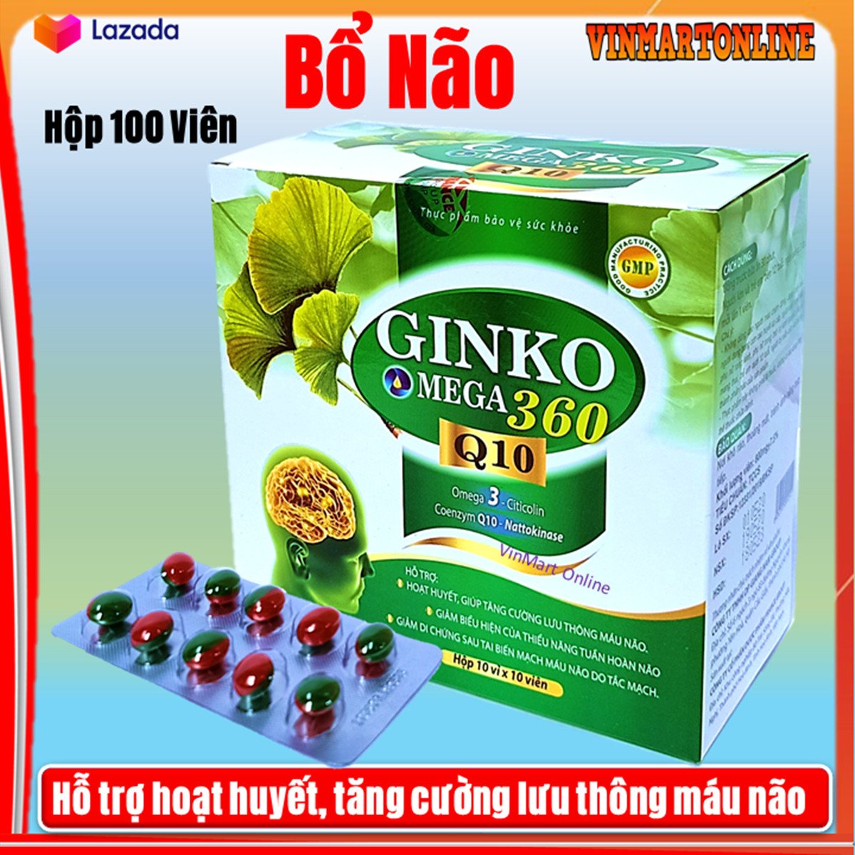Viên Uống Bổ Não Ginko Omega 369 Q10-Giúp Tăng Cường Tuần Hoàn Não