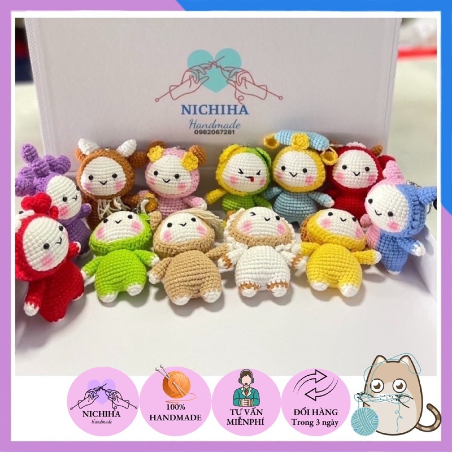 Móc khoá len 12 cung hoàng đạo handmade (có sẵn)