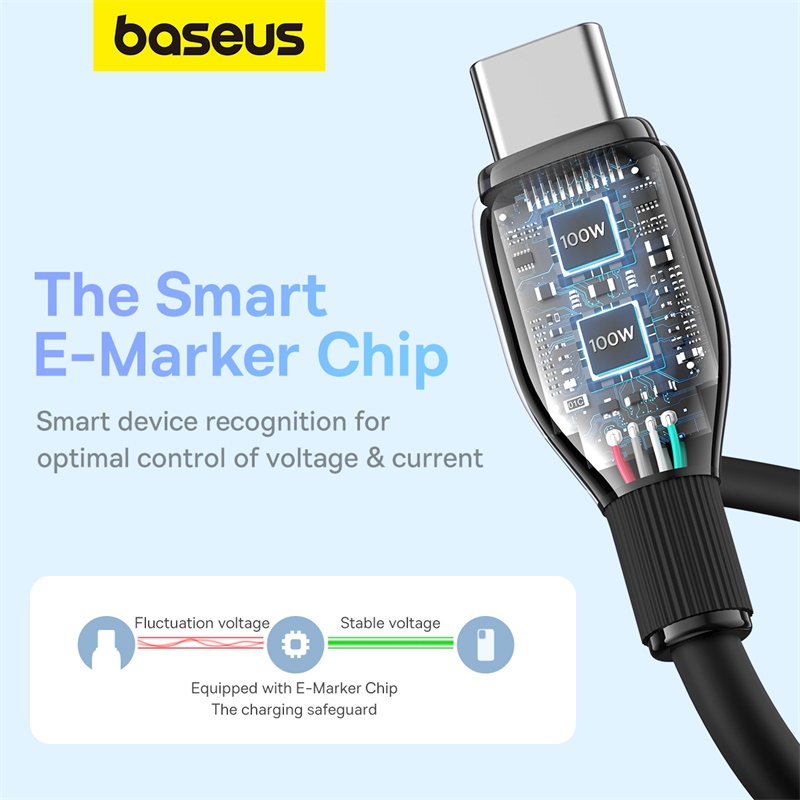 Cáp Sạc Baseus Pudding 100W Type-C to Type-C | Chip E-Marker, Dẻo Dai Chống Gãy