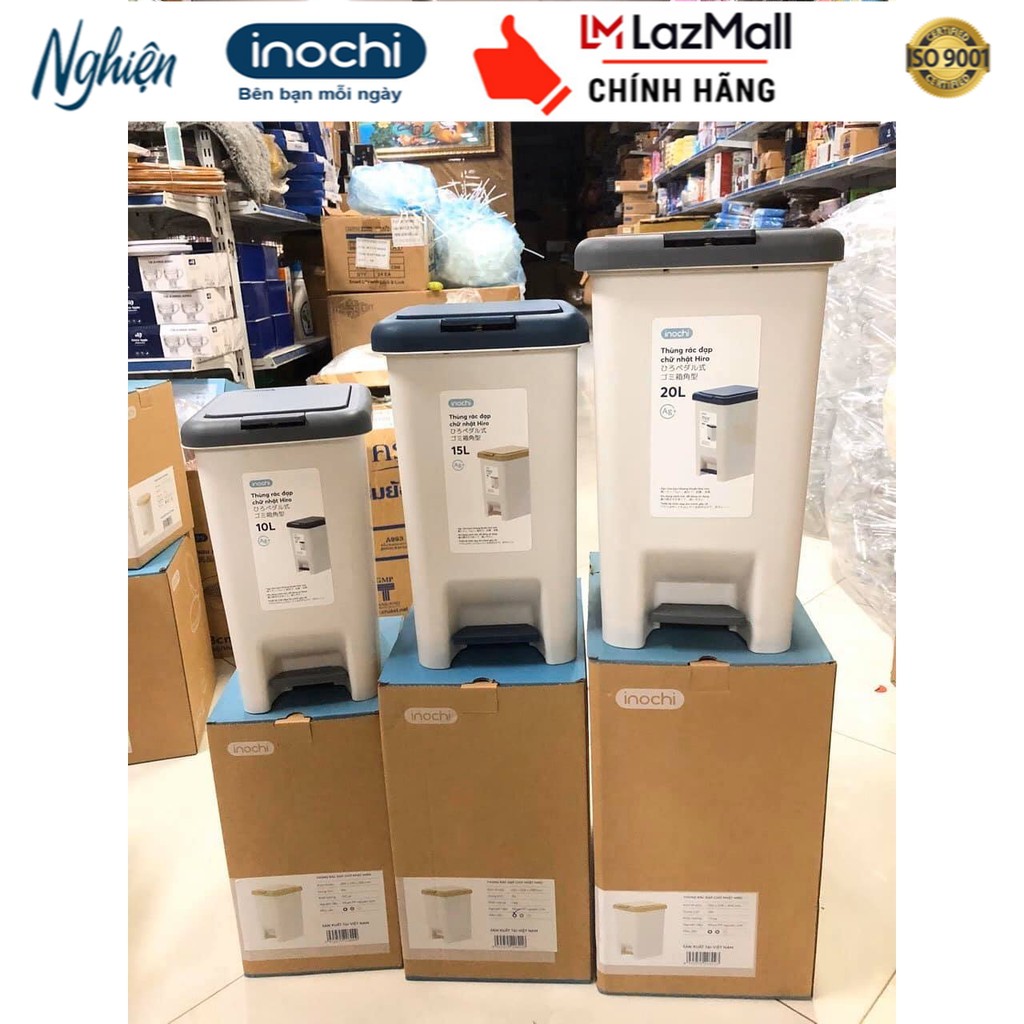Thùng rác đạp chữ nhật Hiro 20L cao cấp nhật Bản (Kèm ruột)