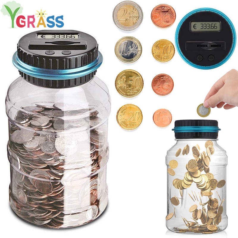 Digital Money Bank LCD Money Jar Large Euro Money Saving Box Coin Counting Tools 