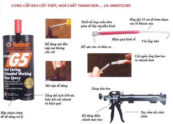 Combo 2 tuýp Keo cấy thép Ramset G5 650
