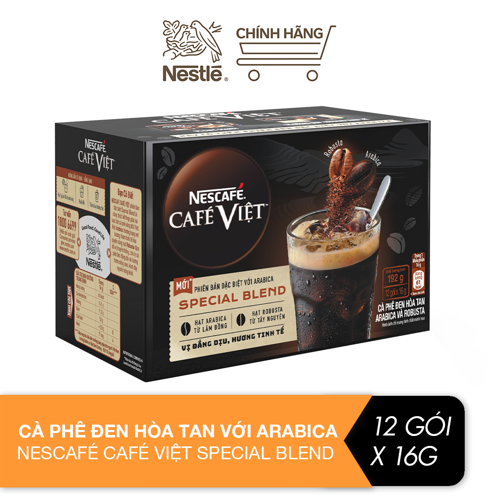 Cafe Việt đen Arabica & Robusta (12 gói 16g)