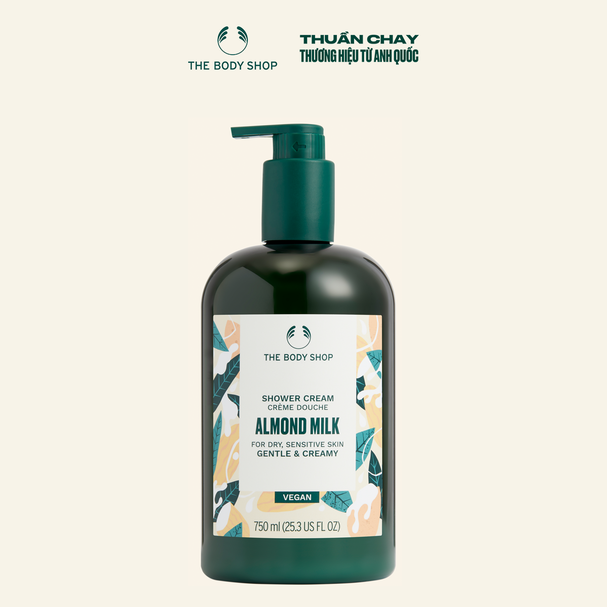Sữa tắm hương hạnh nhân almond milk shower cream 750ml the body shop