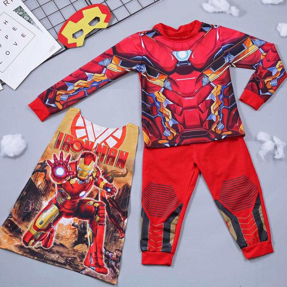 [HCM]Bộ quần áo siêu nhân người sắt LV3 tay dài choàng 3D cho bé