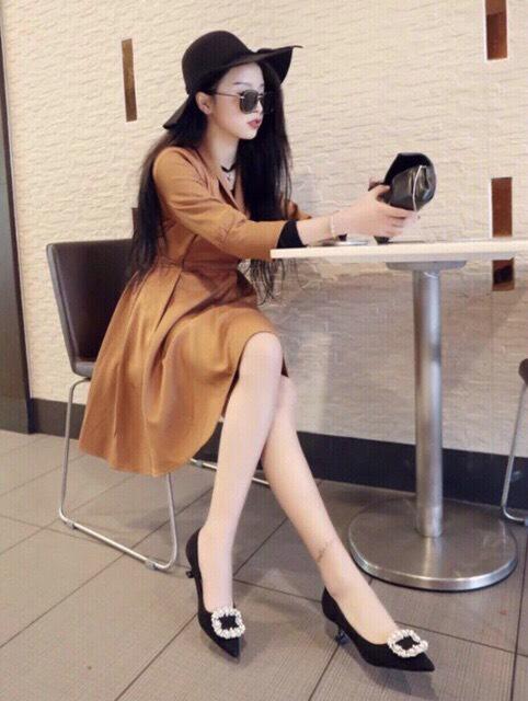 giày cao gót khoá vuông 5 phân