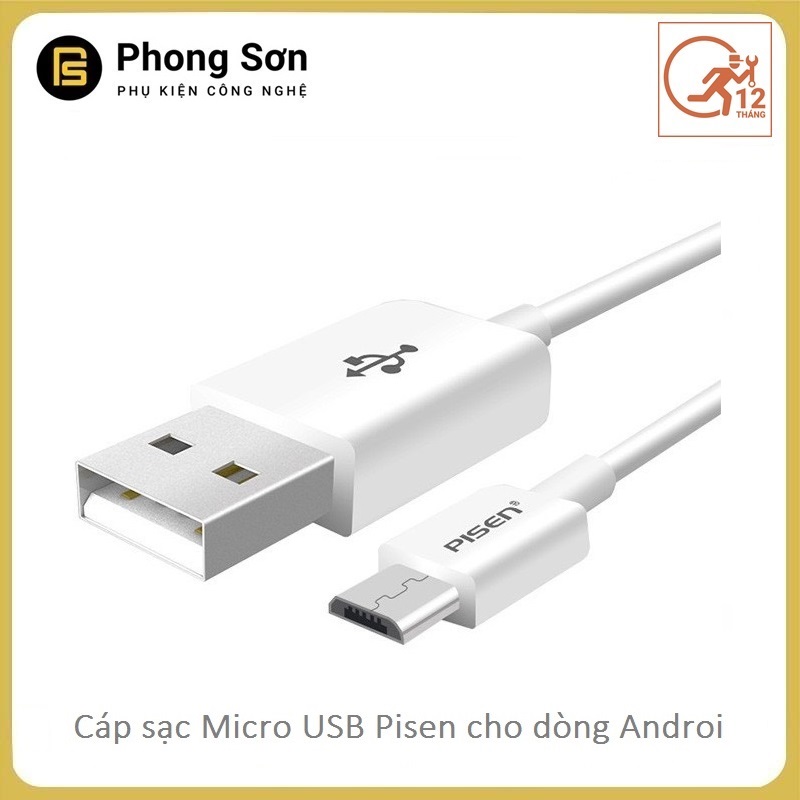 Cáp sạc Micro USB 80cm Pisen cho  Android (Trắng)