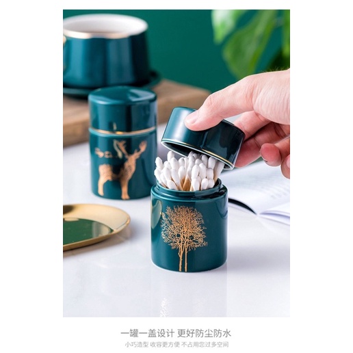 (HÀNG CÓ SẴN) Hũ, Lọ Đựng Tăm Gốm Sứ Hình Hươu