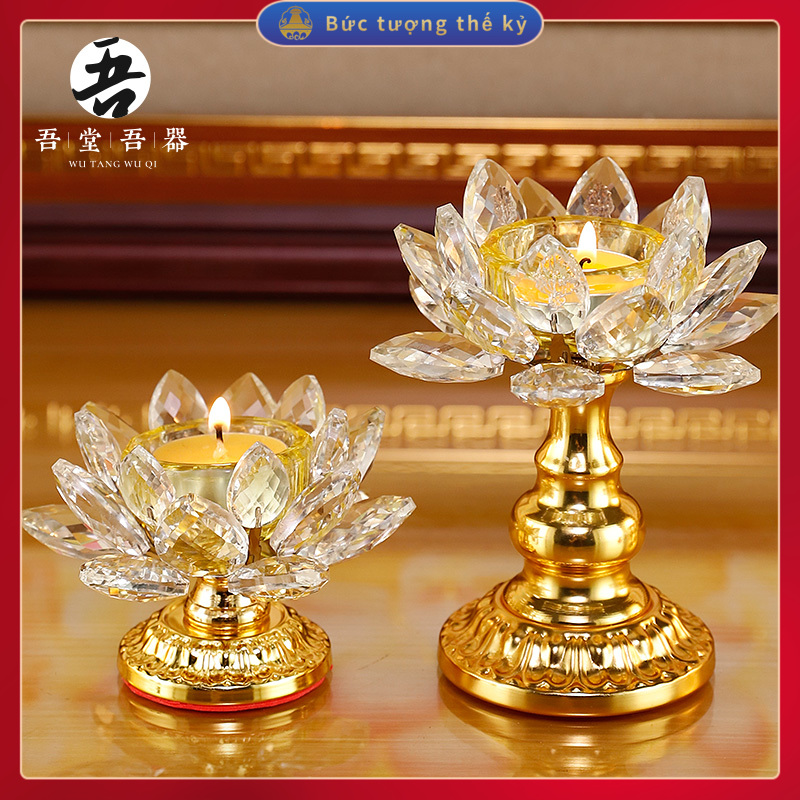 Phật Liên Hoa Nến Thủy Tinh Thủy Tinh gia dụng đèn bơ, đèn pha lê nến, bệ đèn Trường Minh trước Phật Tượng Đạo giáo Phật giáo