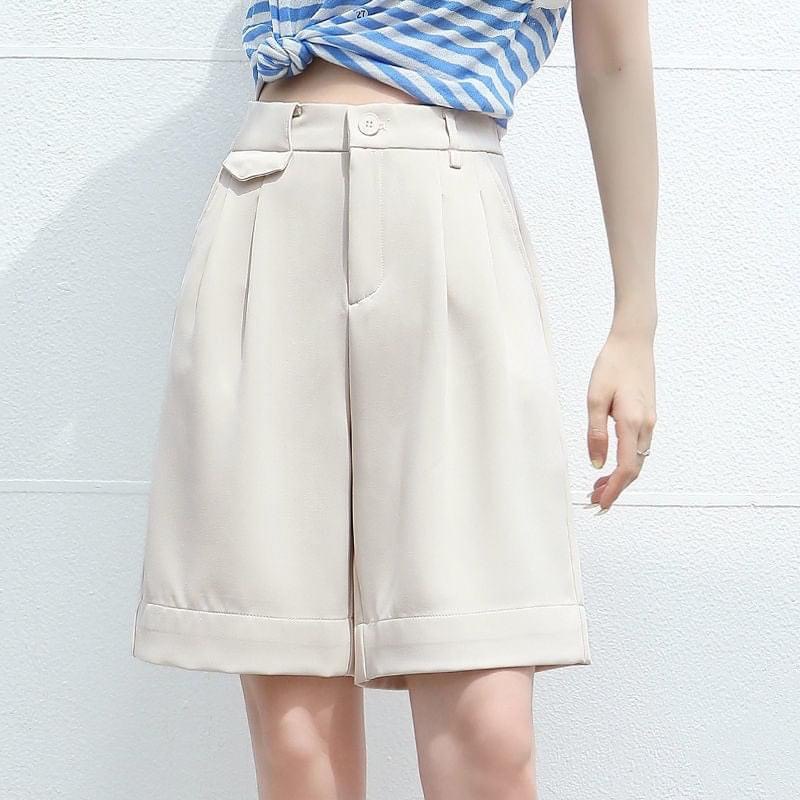 Quần short lửng ống rộng cạp cao chất RUBY Mềm Mịn Siêu Hot