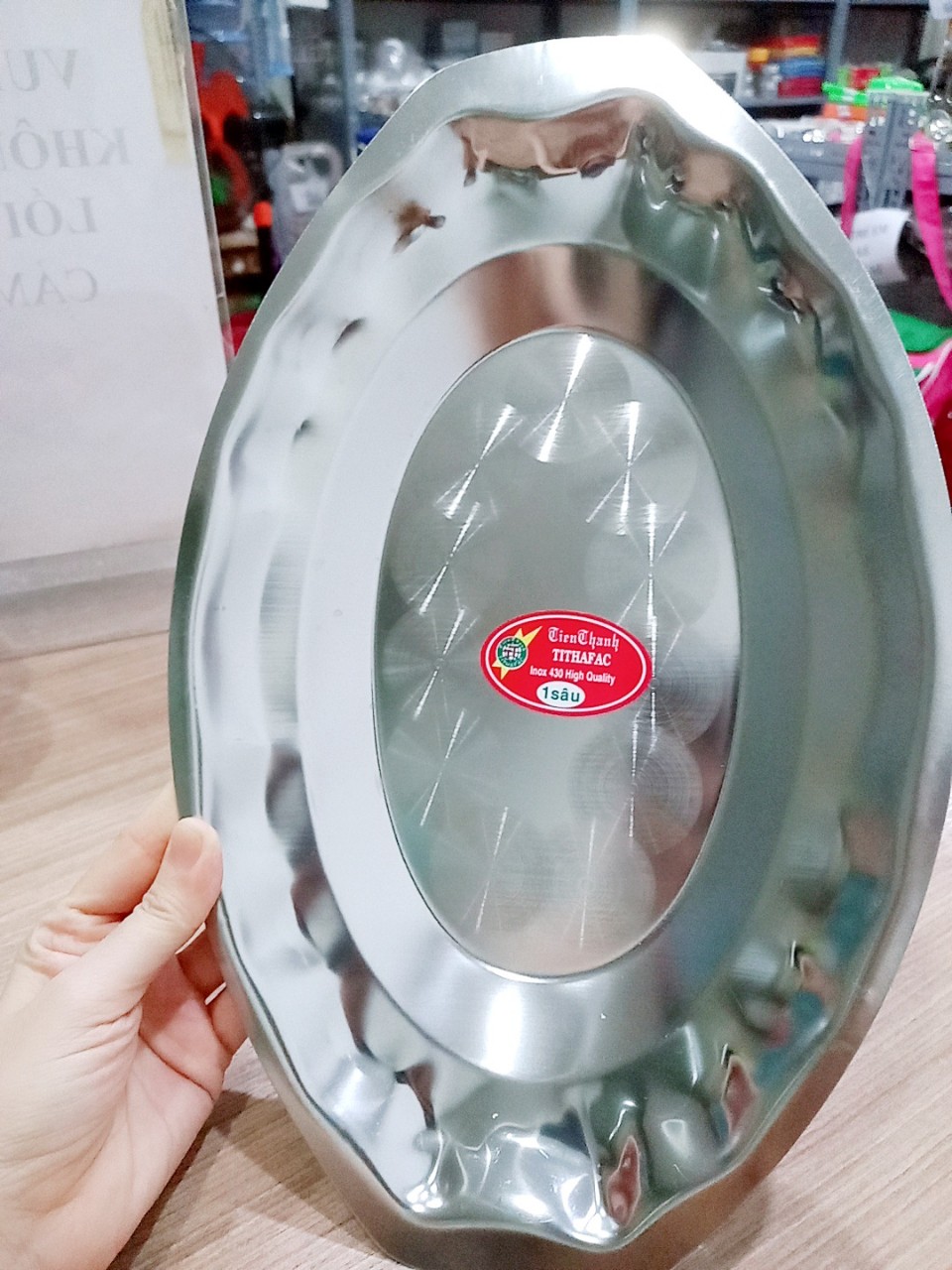 Đĩa xoài, đĩa bầu dục inox cao cấp Tithafac
