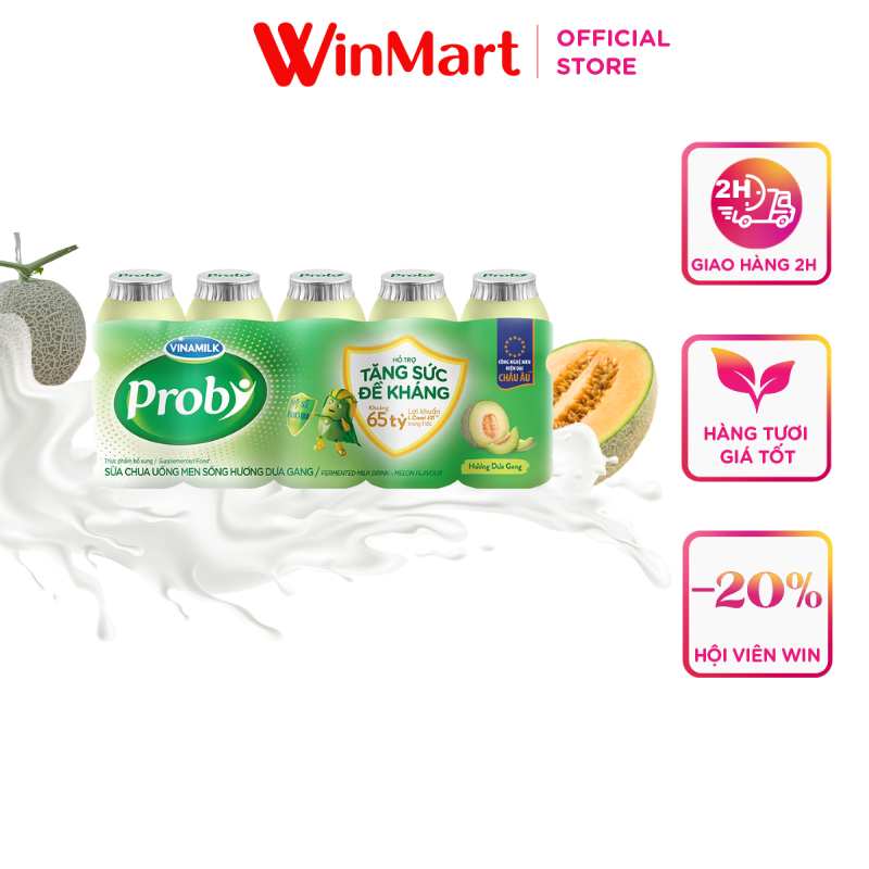 [Siêu thị WinMart] -  Lốc 5 sữa chua uống Vinamilk  Probi hương dưa gang 65ml