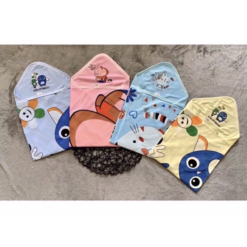 Chăn ủ cho bé sơ sinh loại Đẹp / Chăn ủ fusi hình mùa hè có mũ, vải 100% cotton