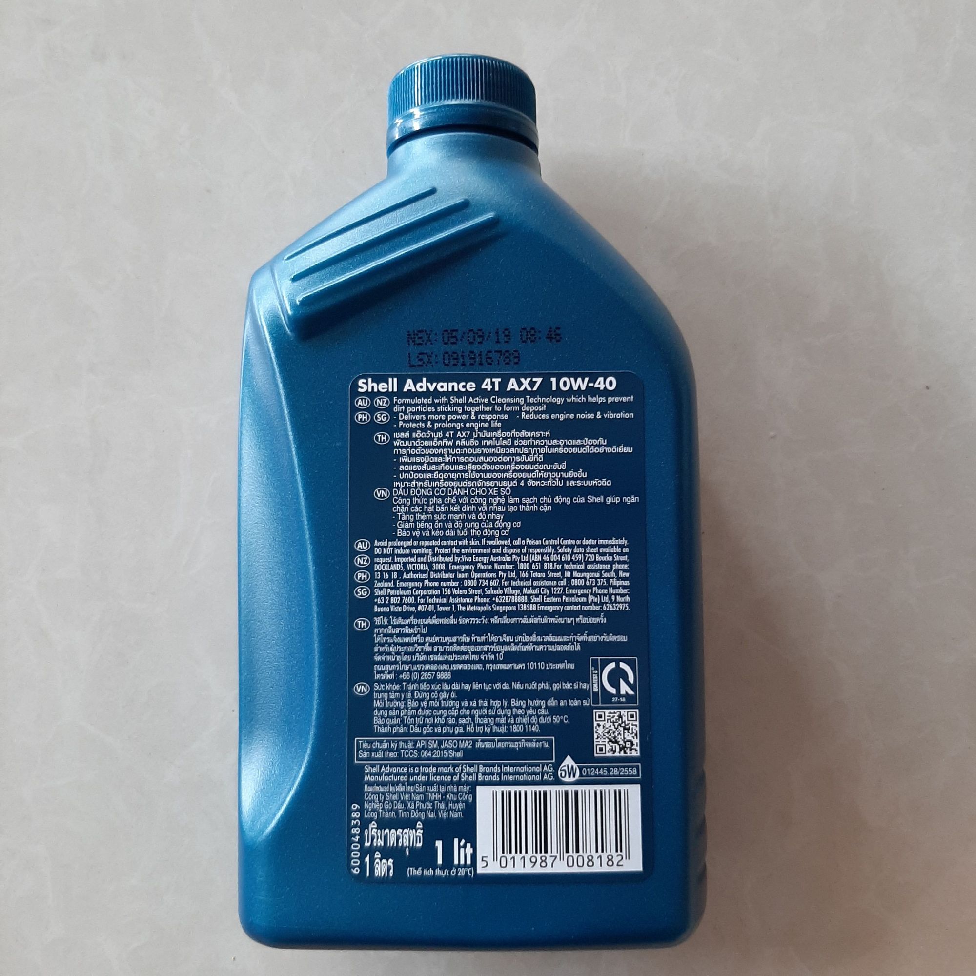 Nhớt Shell Advance 4T AX7 10W40 1L