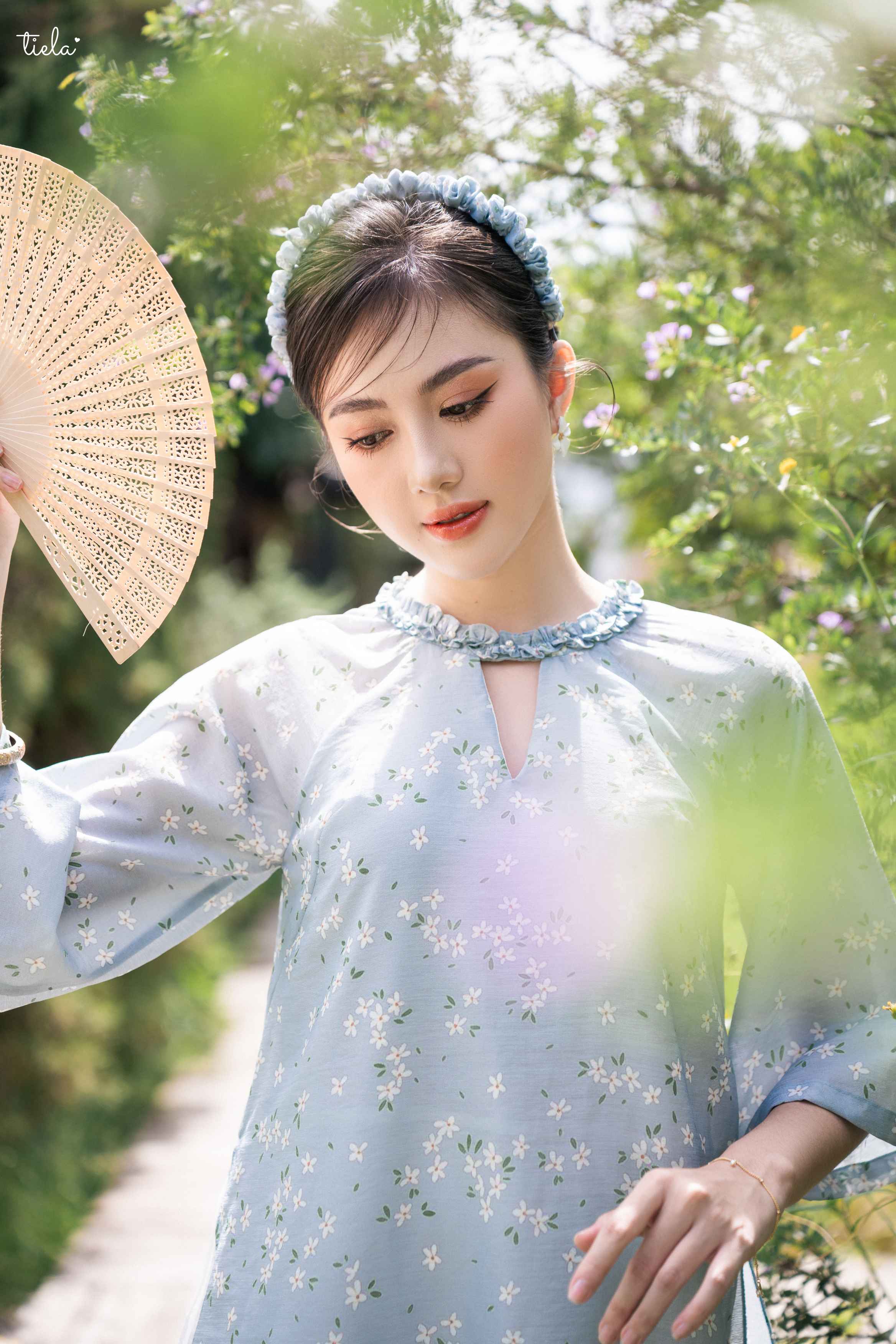 TIELA - Áo Dài Lam Hoa (không kèm quần)