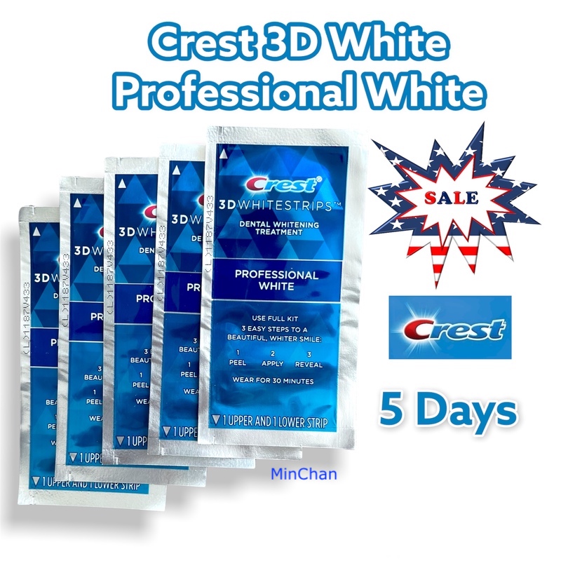 [Hàng Mỹ] Combo 10 miếng (5 gói/5 ngày) dán trắng răng Crest 3D White Whitestrips Professional Effects (mẫu mới 2023)