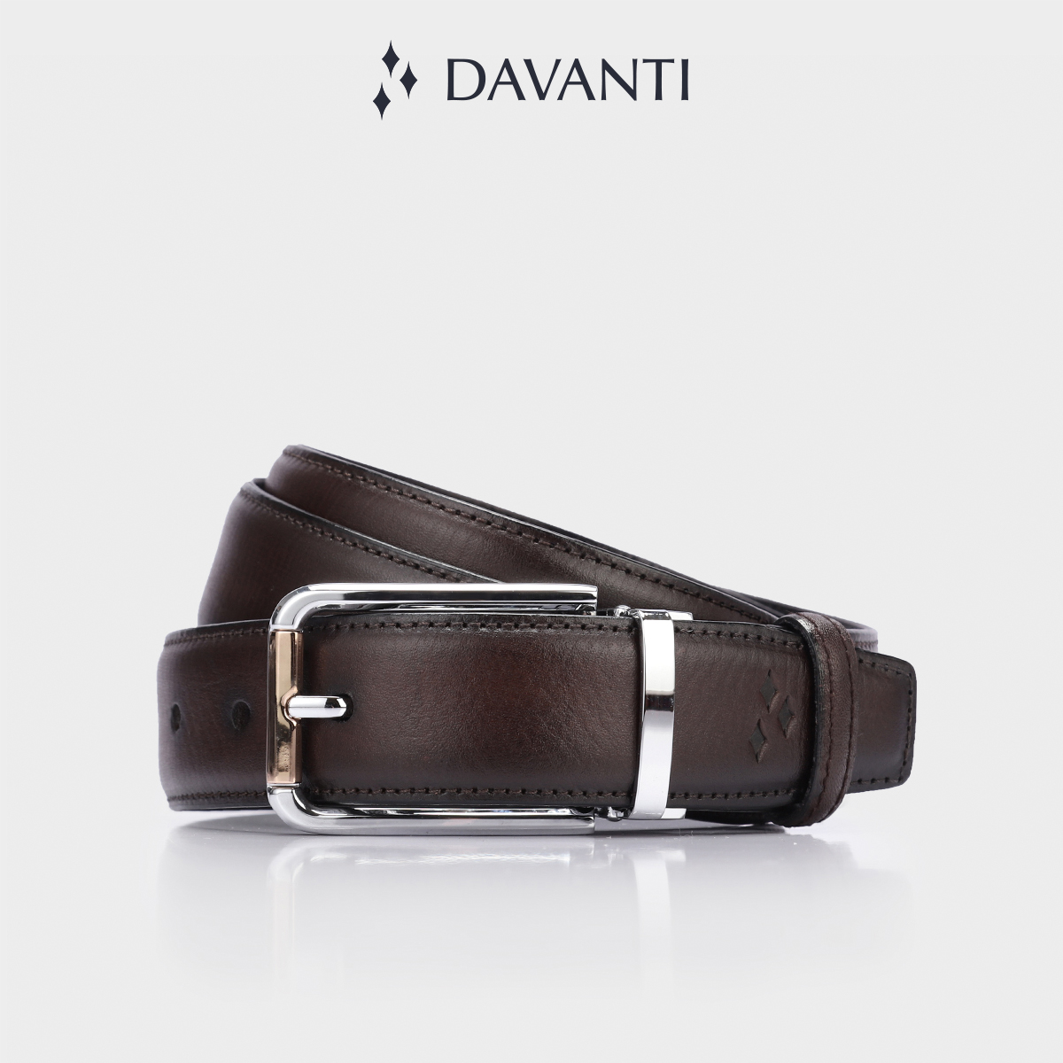 Thắt Lưng Nam Da Bò DAVANTI Đầu Kim Vân Dọc DT242T34