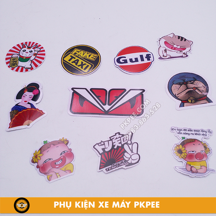 Combo Tem Sticker Dán Xe Máy Giao Ngẫu Nhiên