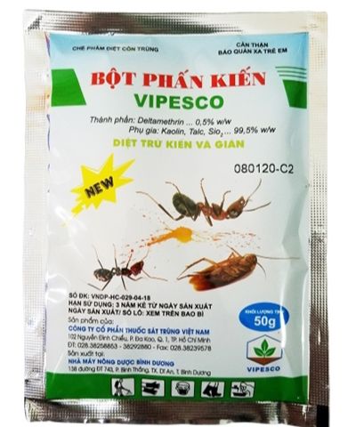 Phấn diệt kiến và côn trùng VIPESCO 50g - bột phấn kiến
