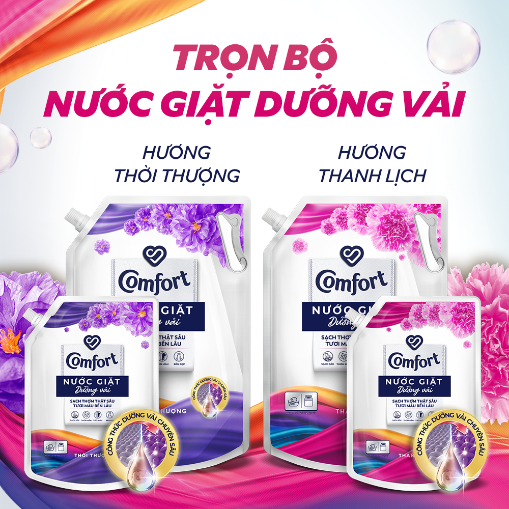 Combo 2 Túi Nước Giặt Comfort Dưỡng Vải Đa Năng Thanh Lịch 3.6Kg / 3.8Kg