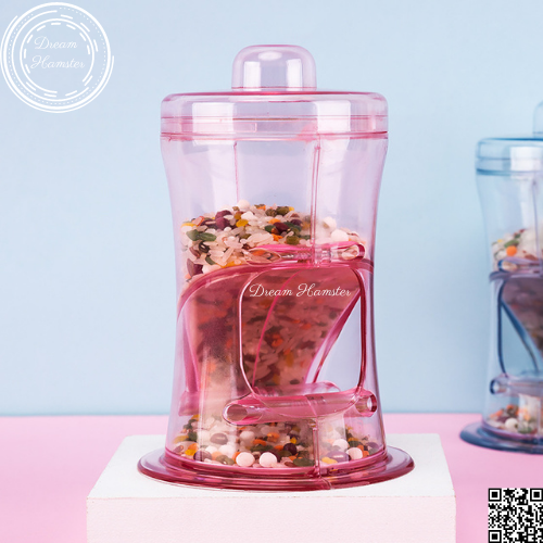 Bộ đổ hạt/chén ăn tự động trong suốt Boer cho hamster (phù hợp với hạt ngũ cốc kích thước nhỏ)