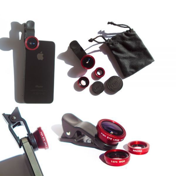 Ống Len Camera 001, Bộ Ống Kính 3 Trong 1 Gồm Kính Macro, Góc Rộng, Fisheye Cho Điện Thoại Thông Minh, Máy Tính Bảng