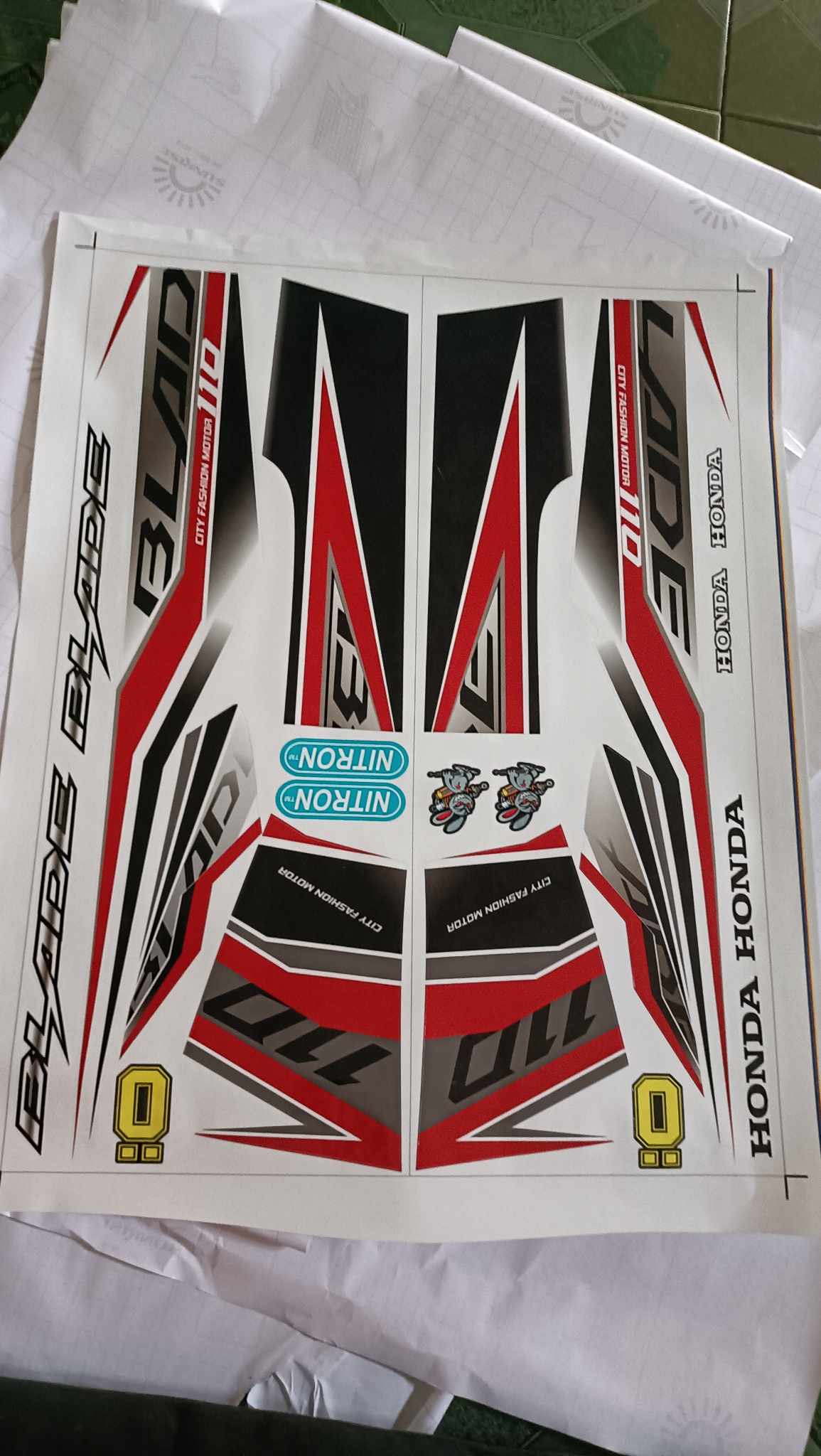 Tem rời dán xe honda blade đỏ đen