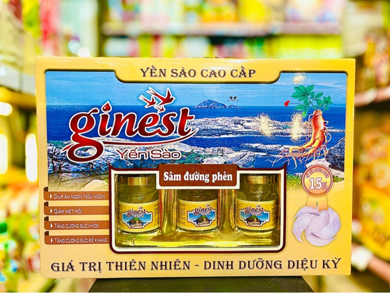 Lốc Nước yến sào Ginest hàm lượng yến 25% – Sâm đường phèn