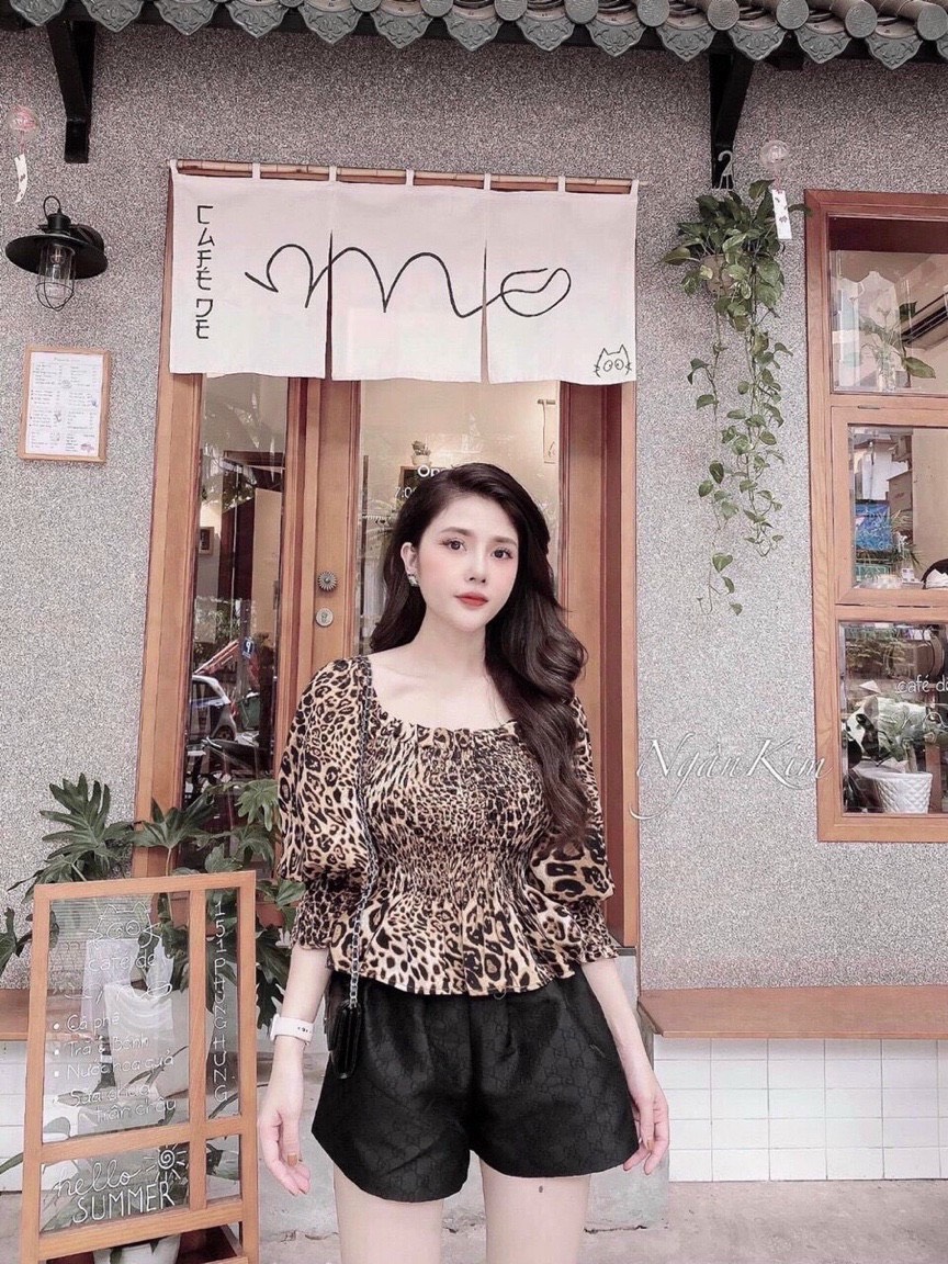 Áo da báo nhún sành điệu TTSA0929