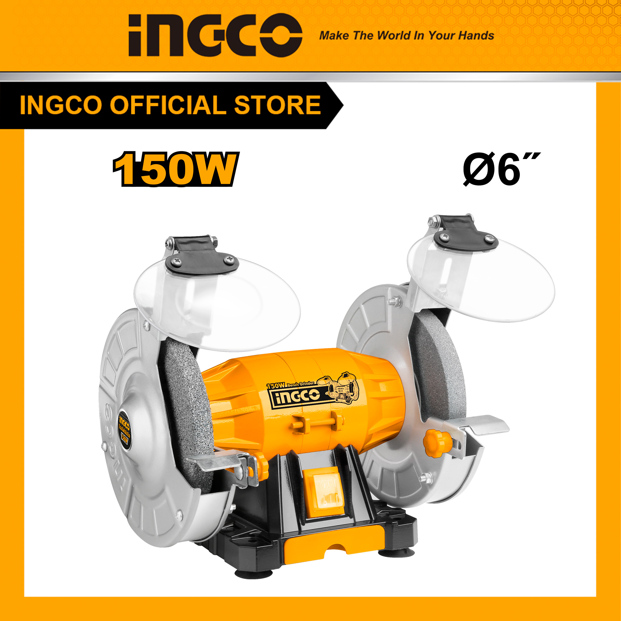 Máy mài 2 đầu ingco bg61502 công suất 150w, đá mài 150mm