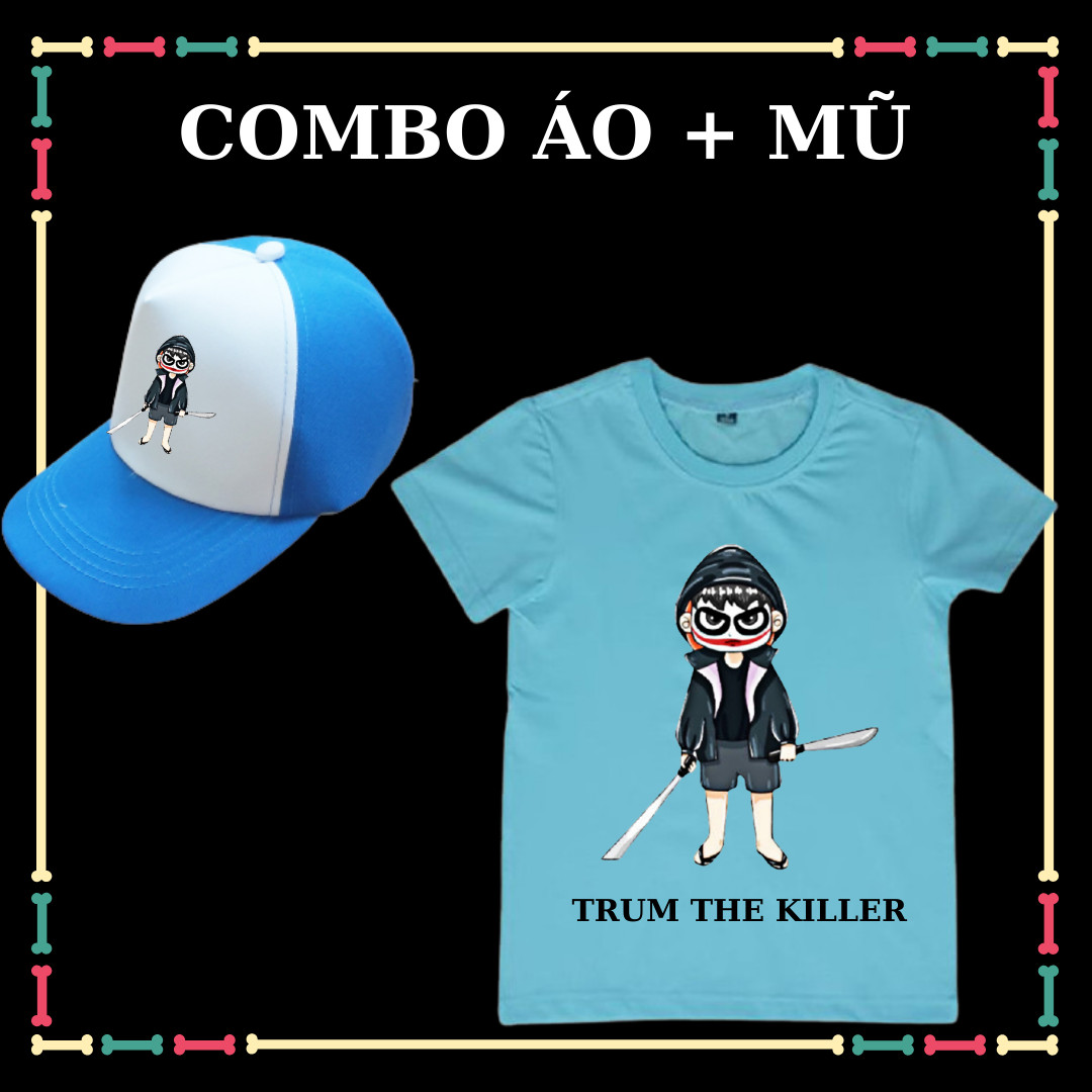 Áo thun trẻ em biệt đội Gangster, áo thun Trum the Killer Undertale Sans, đủ size áo từ 10kg đến 90kg-Kèm mũ lưỡi trai-Kèm huy hiệu
