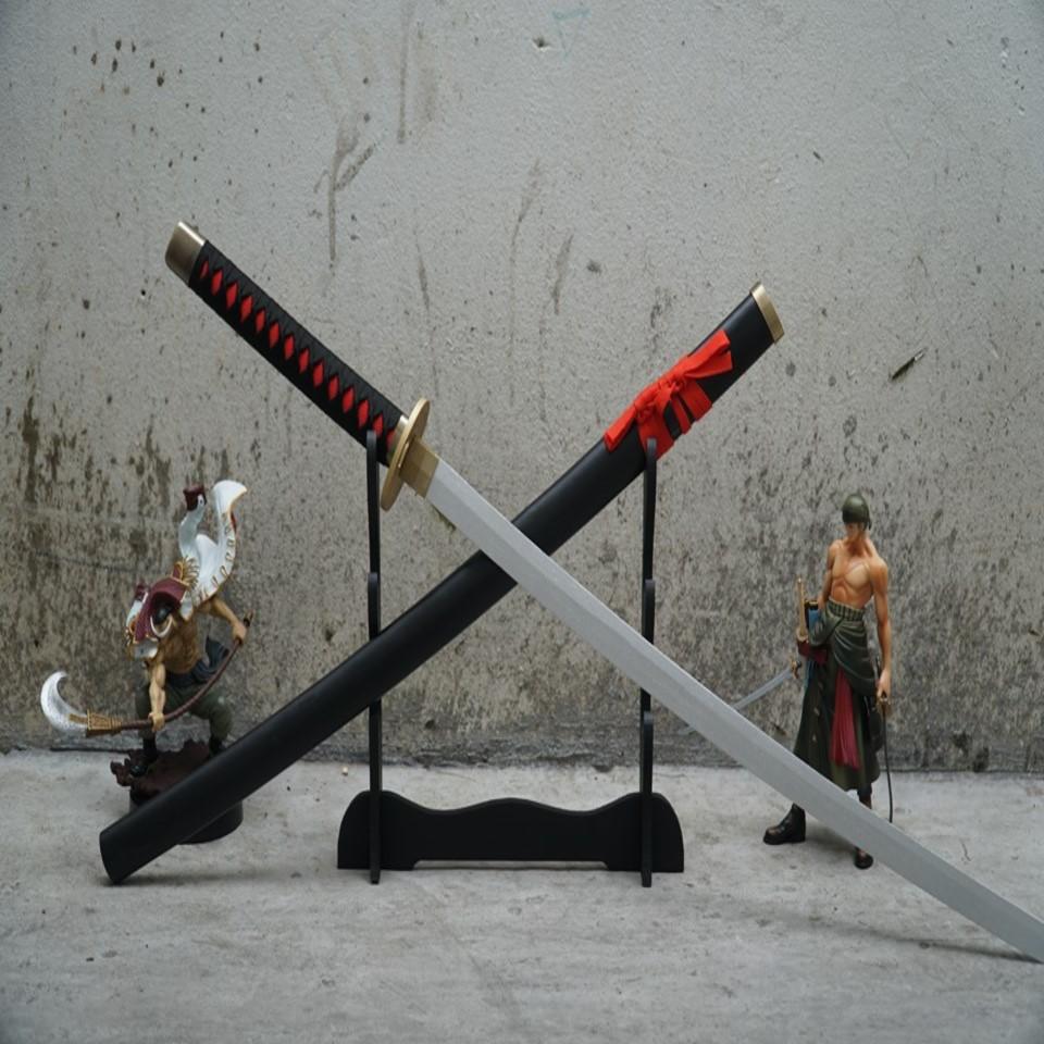 Kiếm gỗ katana đen đỏ lưỡi bạc