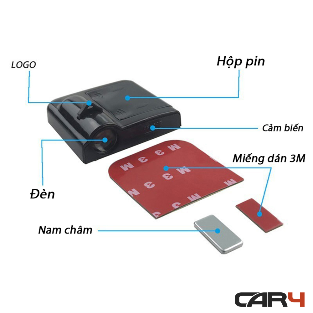 Đèn LED chiếu logo gắn cửa xe ô tô Car4 - (KM Khai Trương)