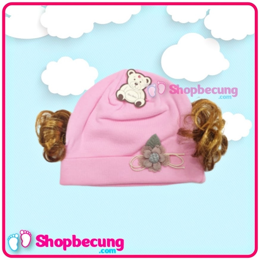[HCM]Nón Cotton Tóc Giả Cho Bé Gái
