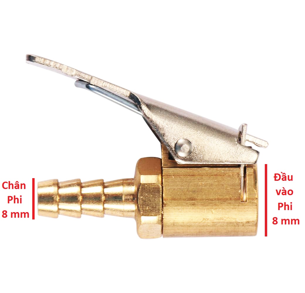 Đầu kẹp vòi bơm lốp cỡ 8mm,  Kẹp Van Đồng Thau Lốp Van Máy Bơm Không Khí Chuck Clip Cái Bơm Lốp Đầu Nối Van Lốp Xe Hơi, Xe Máy K8 ( Đầu Gắn Trực Tiếp với vòi bơm cỡ 8mm ) pkb