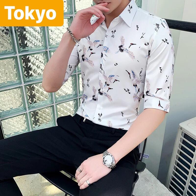 ÁO SƠ MI KATE LỤA NAM NỮ UNISEX CON HẠC THIÊN THỜI CHỐNG NHĂN KOKAIDO CAO CẤP -TOKYO FASHION