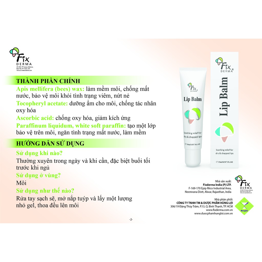 Son dưỡng môi Fixderma Lip Balm