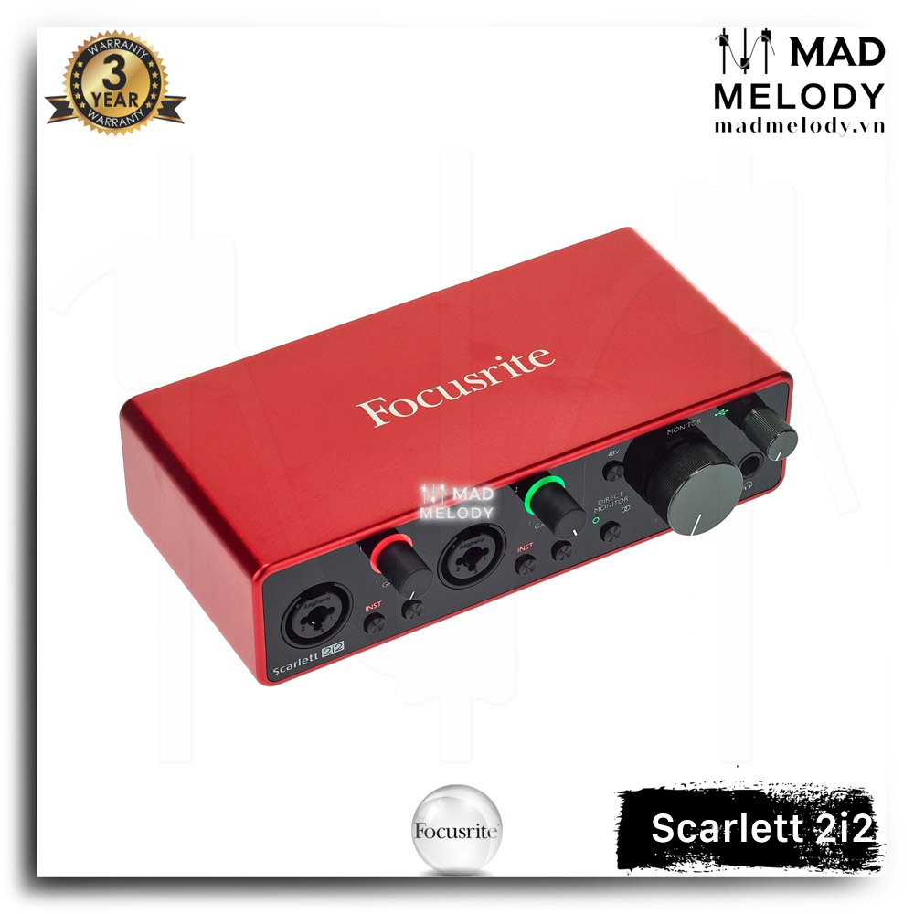 Focusrite Scarlett 2i2 USB Audio Interface (3rd Gen) [soundcard thu âm/kiểm âm 2i2 Gen 3, thế hệ 3, NEW]