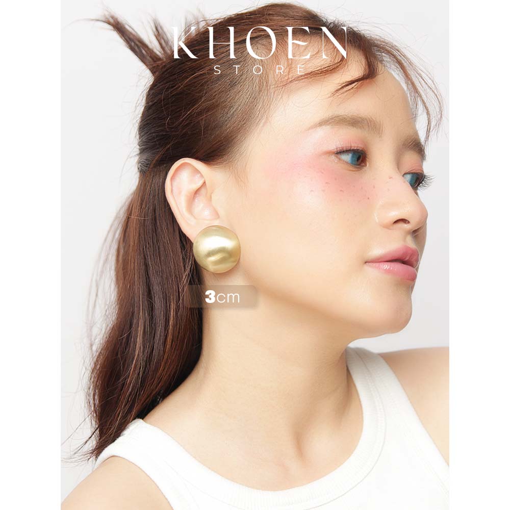 (1 Đôi) Bông tai nữ nút vàng bạc - Khoen store