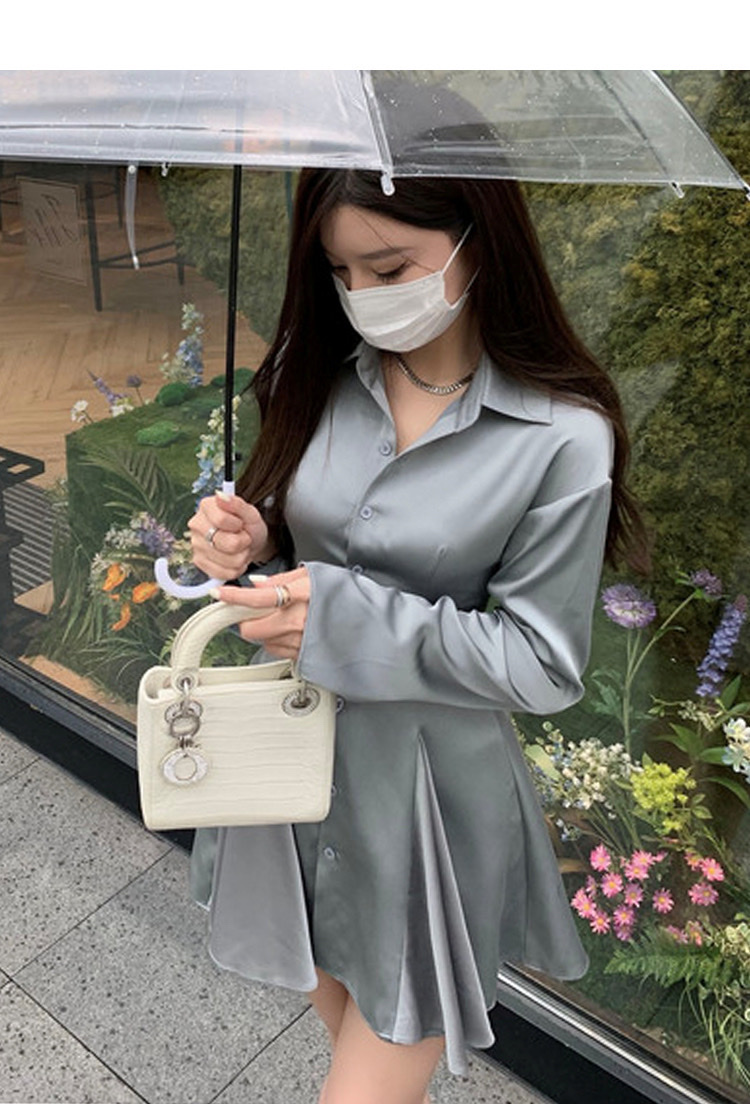 Đầm lụa nữ cổ sơmi màu siêu xinh