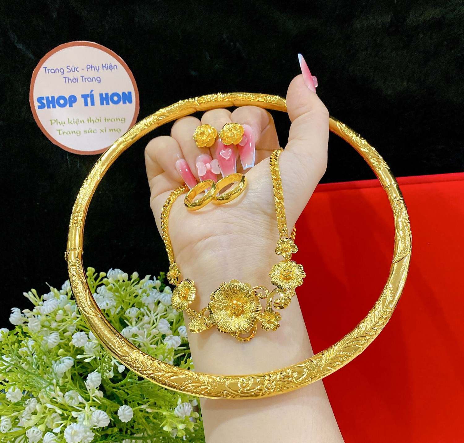 Set bộ vàng cưới cô dâu 4 món mạ vàng 24k cao cấp mẫu mới về