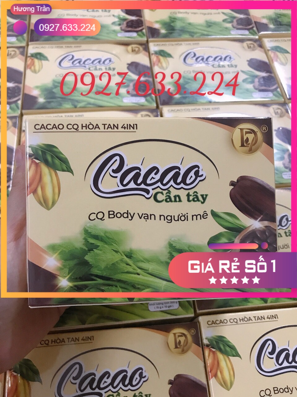 [chính hãng] Ca cao cần tây giảm cân CQ đẹp dáng tôn body hộp 10 gói