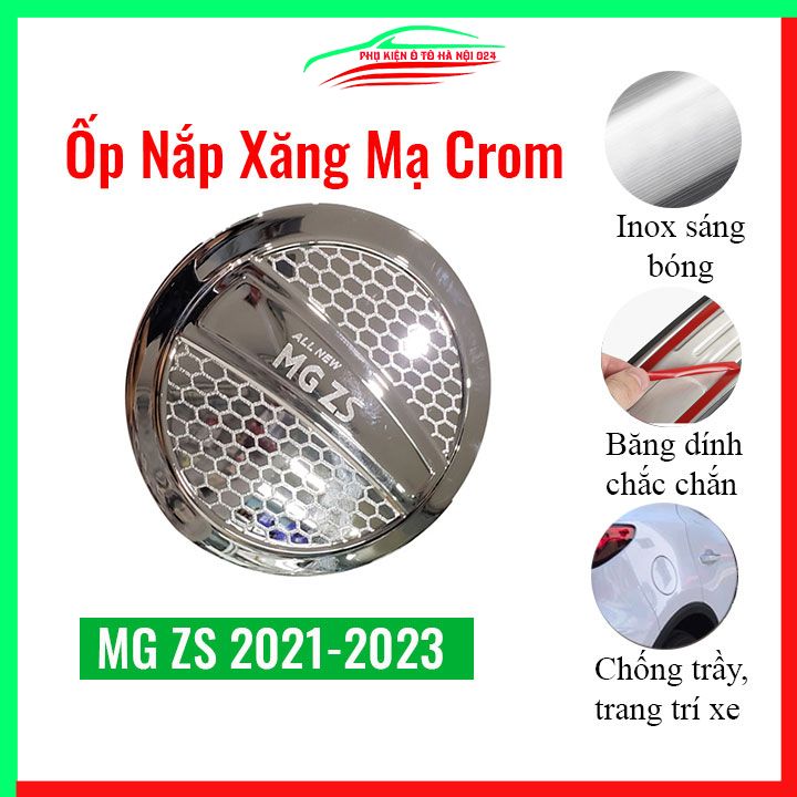 Ốp nắp bình xăng ô tô  MG ZS 2021 2022 2023 mạ crom, trang trí, bảo vệ, chống trầy xước xe hơi