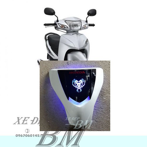Mặt nạ 2 tầng wave 110 trắng độ led ĐẸP