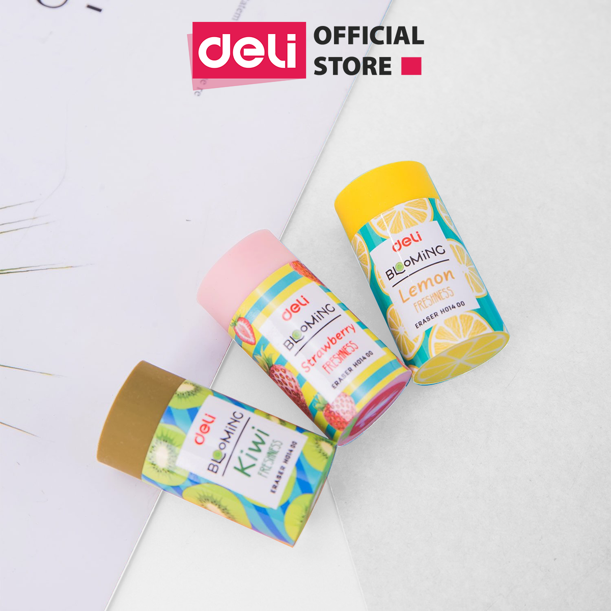 Gôm Tẩy DELI - Hình trái cây Xanh Lá/Hồng/Vàng - 30 chiếc/Hộp - EH01400