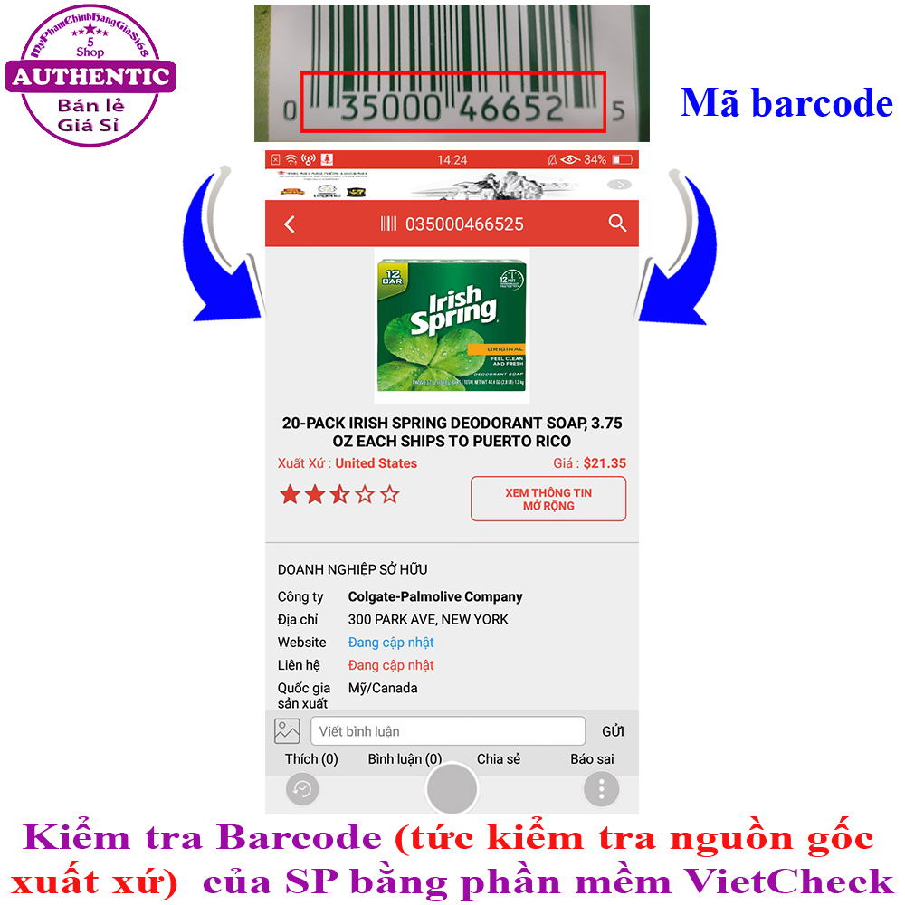 XÀ BÔNG CỤC IRISH SPRING ORIGINAL USA