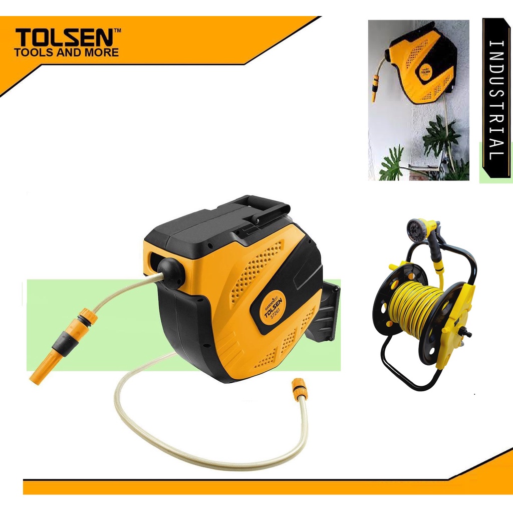 Bộ rulô nước, cuộn ống nước tự động tolsen 57261- kèm dây xịt rửa vòi tưới cây sân vườn đa năng